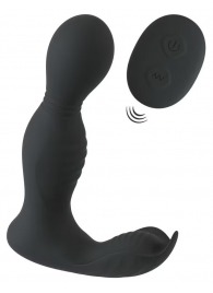 Черная анальная пробка с вибрацией, вращением и пультом ДУ RC Butt Plug with 2 Functions - Orion - в Ставрополе купить с доставкой