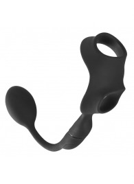 Черное виброкольцо с анальной пробкой Cock Ring with RC Butt Plug - Orion - в Ставрополе купить с доставкой