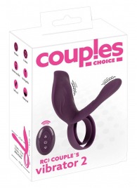 Фиолетовая насадка на член с клиторальным отростком и пультом ДУ RC Couple’s Vibrator 2 - Orion - в Ставрополе купить с доставкой