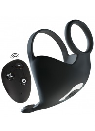 Черная вибронасадка для эрекции и стимуляции мошонки Cock ring with RC ball massager - Orion - в Ставрополе купить с доставкой