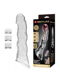 Прозрачный фаллоудлинитель с 3 вставками - 28 см. - Baile - в Ставрополе купить с доставкой