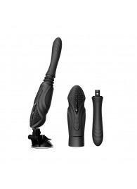 Черная секс-машина с функцией нагрева, насадками и присоской Sesh - Zalo - купить с доставкой в Ставрополе