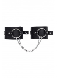 Черные оковы из толстой кожи с люверсами - Pecado - купить с доставкой в Ставрополе