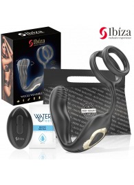 Черная анальная пробка с вращением и эрекционными кольцами - Ibiza - в Ставрополе купить с доставкой