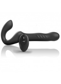 Черный безремневой страпон с вибрацией и возвратно-поступательными движениями - 24 см. - Ibiza - купить с доставкой в Ставрополе