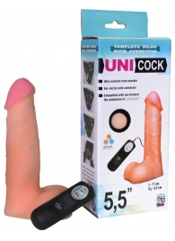 Фаллическая насадка Харнесс UNICOCK 5,5  с вибрацией - 17 см. - LOVETOY (А-Полимер) - купить с доставкой в Ставрополе