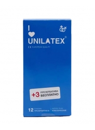 Классические презервативы Unilatex Natural Plain - 12 шт. + 3 шт. в подарок - Unilatex - купить с доставкой в Ставрополе