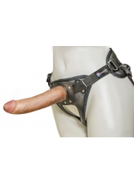 Насадка-фаллоимитатор на кожаных трусиках Harness Ultra Realistic 7  - 18 см. - LOVETOY (А-Полимер) - купить с доставкой в Ставрополе