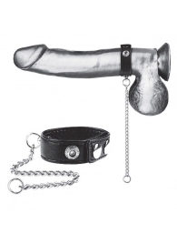 Утяжка на пенис с поводком Snap Cock Ring With 12  Leash - BlueLine - купить с доставкой в Ставрополе