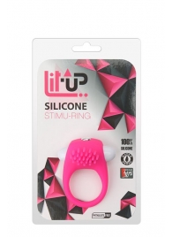 Розовое эрекционное кольцо с щеточкой LIT-UP SILICONE STIMU RING 5 - Dream Toys - в Ставрополе купить с доставкой