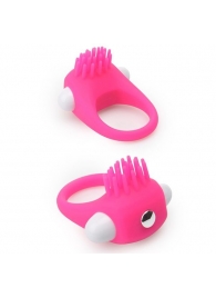 Розовое эрекционное кольцо с щеточкой LIT-UP SILICONE STIMU RING 5 - Dream Toys - в Ставрополе купить с доставкой