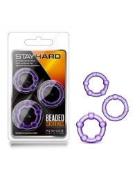 Набор из 3 фиолетовых эрекционных колец Stay Hard Beaded Cockrings - Blush Novelties - в Ставрополе купить с доставкой