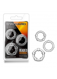 Набор из 3 прозрачных эрекционных колец Stay Hard Beaded Cockrings - Blush Novelties - в Ставрополе купить с доставкой