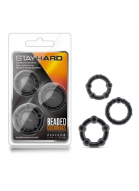 Набор из 3 чёрных эрекционных колец Stay Hard Beaded Cockrings - Blush Novelties - в Ставрополе купить с доставкой