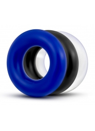 Набор из 3 разноцветных колец Stay Hard Donut Rings - Blush Novelties - в Ставрополе купить с доставкой