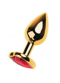 Золотистая анальная пробка с кристаллом-сердцем - 7,5 см. - ToyFa - купить с доставкой в Ставрополе