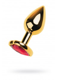 Золотистая анальная пробка с кристаллом-сердцем - 7,5 см. - ToyFa - купить с доставкой в Ставрополе