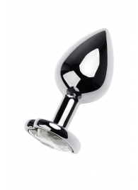 Серебристая анальная пробка с прозрачным кристаллом-сердцем - 8 см. - ToyFa - купить с доставкой в Ставрополе