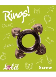 Чёрное эрекционное кольцо Rings Screw - Lola Games - в Ставрополе купить с доставкой