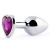 Серебристая анальная пробка с фиолетовым кристаллом-сердечком - 8 см. - Anal Jewelry Plug - купить с доставкой в Ставрополе