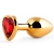Золотистая анальная пробка с красным стразом-сердечком - 8 см. - Anal Jewelry Plug - купить с доставкой в Ставрополе