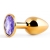 Золотистая анальная пробка с фиолетовым стразом - 7,2 см. - Anal Jewelry Plug - купить с доставкой в Ставрополе