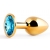 Золотистая анальная пробка с голубым стразом - 7,2 см. - Anal Jewelry Plug - купить с доставкой в Ставрополе