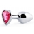 Серебристая анальная пробка с розовым кристаллом-сердечком - 7 см. - Anal Jewelry Plug - купить с доставкой в Ставрополе