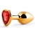 Золотистая анальная пробка с красным стразом-сердечком - 7 см. - Anal Jewelry Plug - купить с доставкой в Ставрополе
