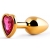 Золотистая анальная пробка с малиновым кристаллом-сердечком - 7 см. - Anal Jewelry Plug - купить с доставкой в Ставрополе