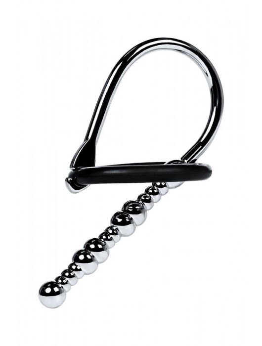 Серебристый уретральный плаг-бусины TOYFA Metal с мягким фиксириющим кольцом - ToyFa - купить с доставкой в Ставрополе