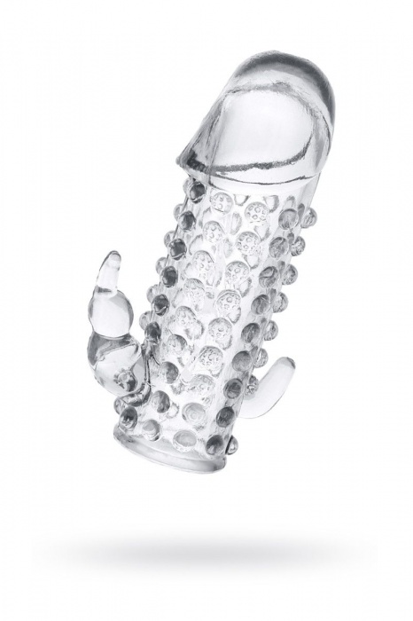 Гелевая прозрачная насадка с 2 отростками - 13 см. - Toyfa Basic - в Ставрополе купить с доставкой