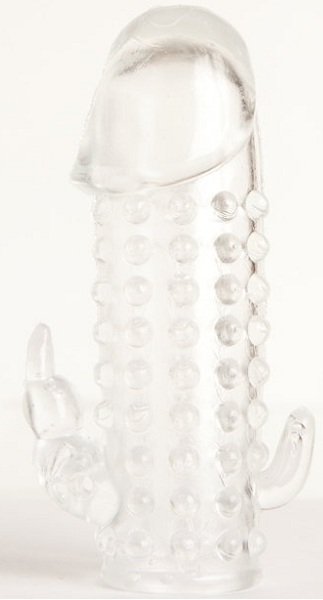 Гелевая прозрачная насадка с 2 отростками - 13 см. - Toyfa Basic - в Ставрополе купить с доставкой