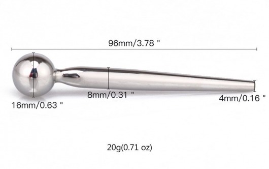 Гладкий металлический уретральный плаг с шариком - 9,6 см. - Notabu - купить с доставкой в Ставрополе