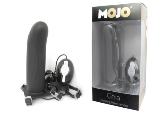 Черный страпон с вибратором Mojo Ghia - Seven Creations - купить с доставкой в Ставрополе