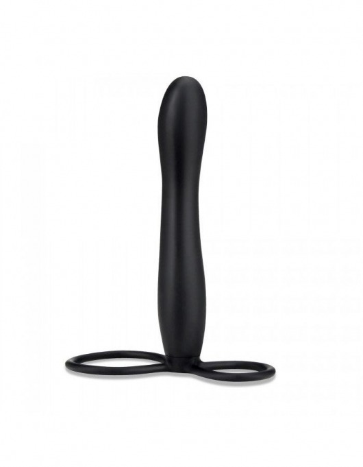 Черная насадка на пенис для двойной стимуляции Mojo BlackJack - 15 см. - Seven Creations - в Ставрополе купить с доставкой