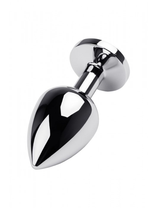 Серебристая коническая анальная пробка с красным кристаллом - 8 см. - ToyFa - купить с доставкой в Ставрополе