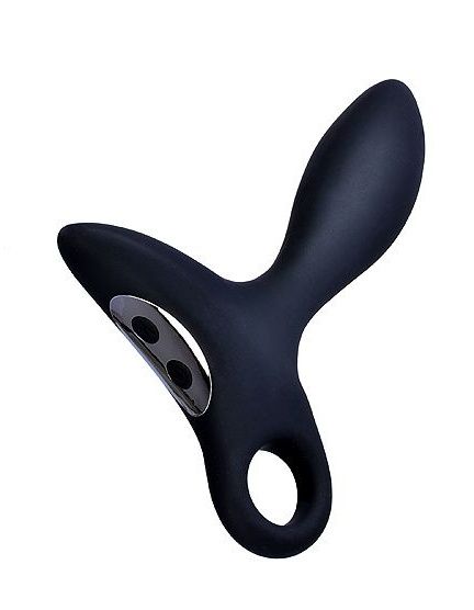 Черный силиконовый анальный вибромассажер Erokey с колечком-ограничителем - Erokay - в Ставрополе купить с доставкой