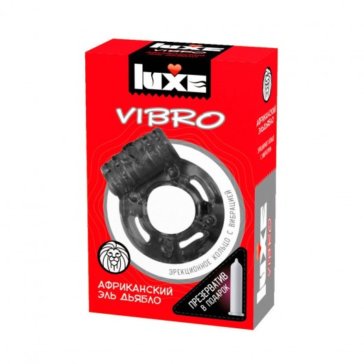 Чёрное эрекционное виброкольцо Luxe VIBRO  Африканский Эль Дьябло  + презерватив - Luxe - в Ставрополе купить с доставкой