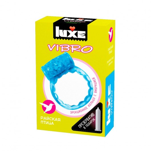 Голубое эрекционное виброкольцо Luxe VIBRO  Райская птица  + презерватив - Luxe - в Ставрополе купить с доставкой