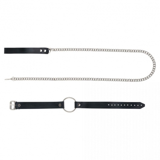 Черный поводок и чокер с кольцом Rada - Rebelts - купить с доставкой в Ставрополе