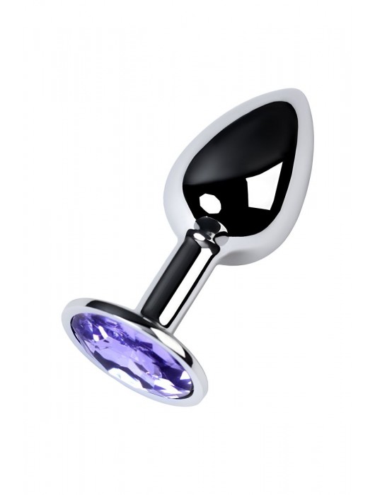 Серебристая конусовидная анальная пробка с фиолетовым кристаллом - 7 см. - ToyFa - купить с доставкой в Ставрополе