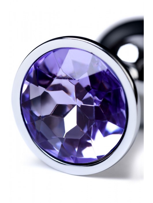 Серебристая конусовидная анальная пробка с фиолетовым кристаллом - 7 см. - ToyFa - купить с доставкой в Ставрополе