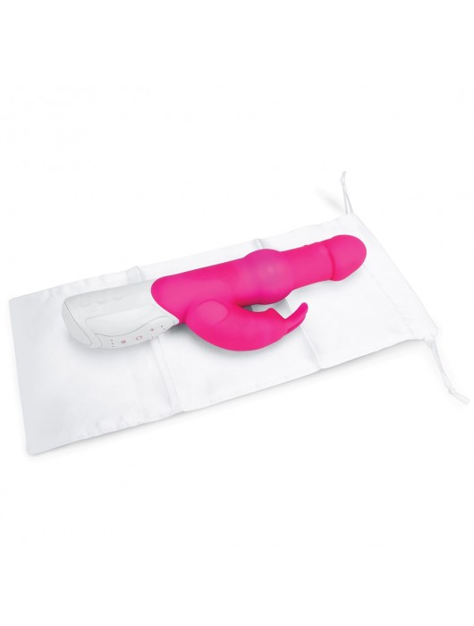 Розовый вибратор-кролик с вращающимися бусинами - 25 см. - Rabbit Essentials