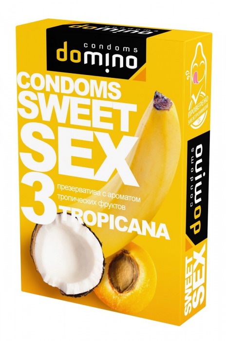 Презервативы для орального секса DOMINO Sweet Sex с ароматом тропических фруктов - 3 шт. - Domino - купить с доставкой в Ставрополе