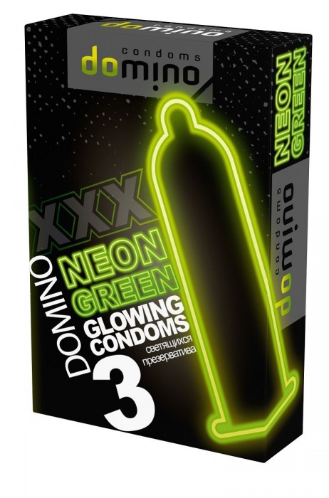 Презервативы DOMINO Neon Green со светящимся в темноте кончиком - 3 шт. - Domino - купить с доставкой в Ставрополе