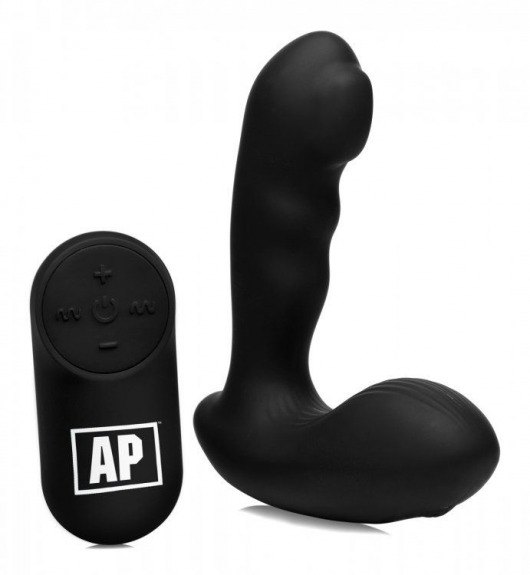 Черный стимулятор простаты Alpha-Pro 7X P-Milker Silicone Prostate Stimulator with Milking Bead - XR Brands - в Ставрополе купить с доставкой