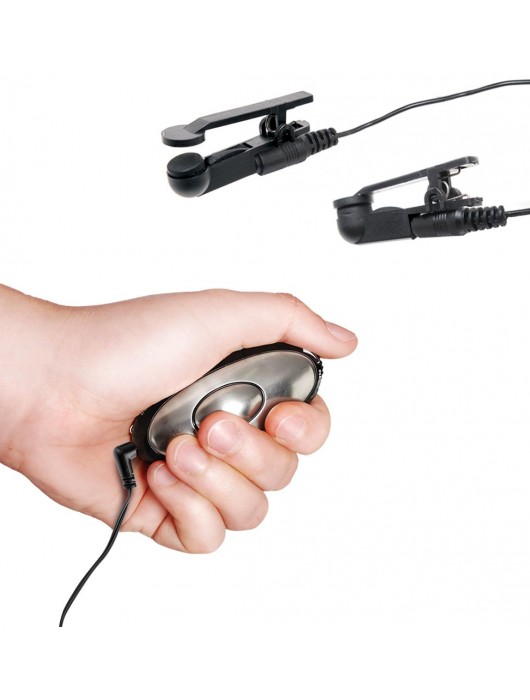 Черные электрические зажимы для сосков Shock Therapy Nipple Clamps - Pipedream - купить с доставкой в Ставрополе