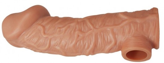 Телесная насадка на фаллос с отверстием для мошонки EXTREME SLEEVE - 17,6 см. - KOKOS - в Ставрополе купить с доставкой