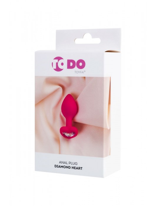Розовая анальная втулка Diamond Heart с прозрачным кристаллом - 7 см. - ToyFa - купить с доставкой в Ставрополе